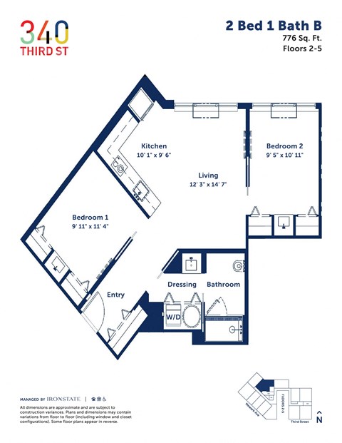 a floor plan of a unit with a bedroom and a bathroom